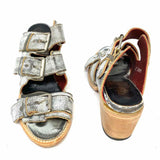 Freebird Quincy Women's Gray Size 7 Block Heel Leather Buckle Sandals