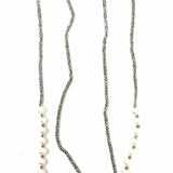 Beaded Gray White Tie Pearl Necklace