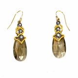 Alexis Bittar Lucite Gray Gold Tone Dangle Teardrop Earrings