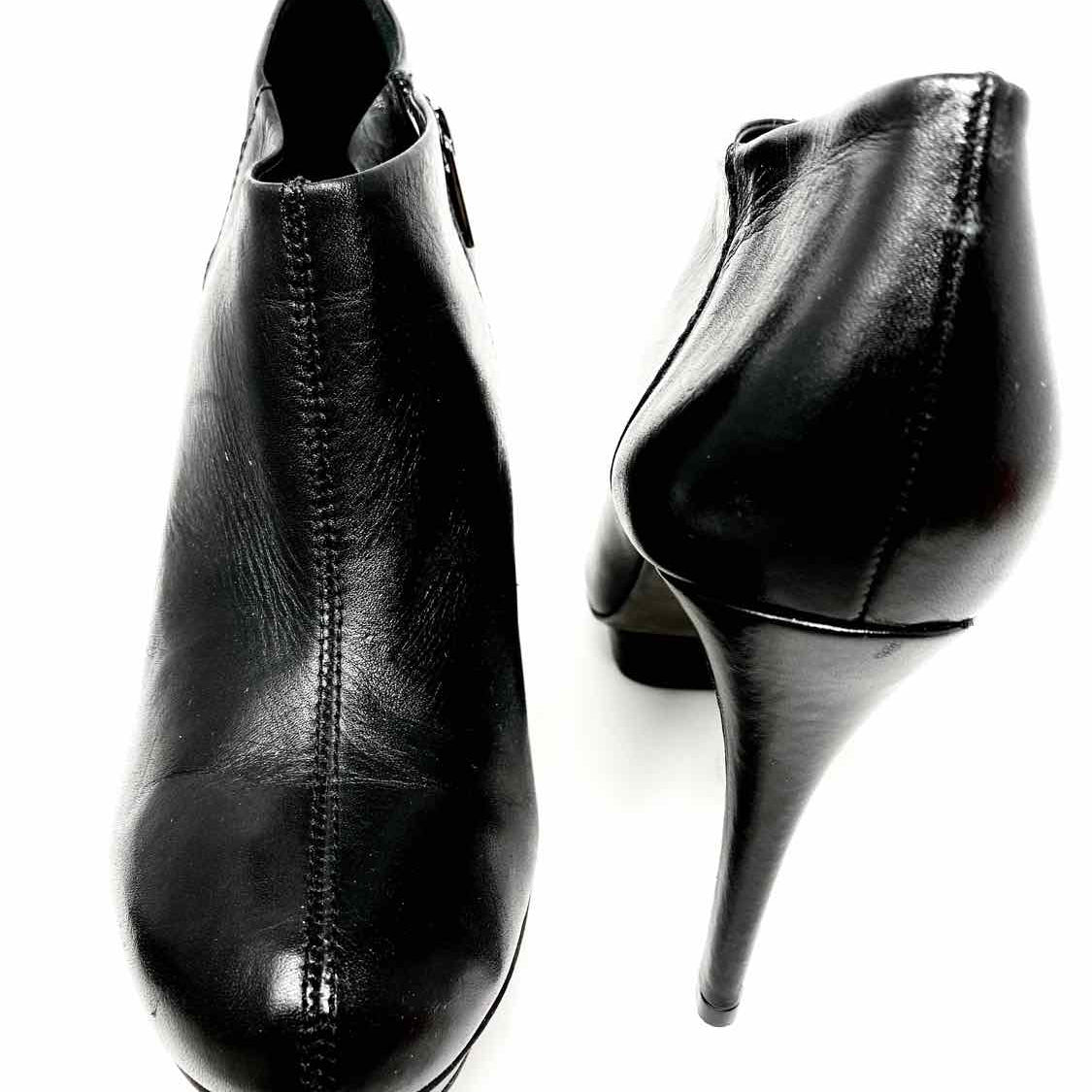 Tory Burch Women's Black Size 10 Platform Leather Stiletto Made in Brazil Bootie