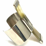 Statement Stainless Steel Silver tone Oversized Geometric Horn Cuff