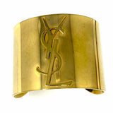 Saint Laurent YSL Cassandre Metal Gold Tone Wide Logo Cuff Bracelet