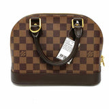 LOUIS VUITTON Alma BB Coated Canvas Brown Top Handle Damier Ebene Crossbody
