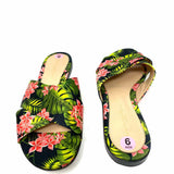Gianvito Rossi Women's Black / Green Size 39/9 Satin Tropical Slide
