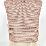 Hudson Gray Women's Pink White Size L V-Neck Crochet Vest