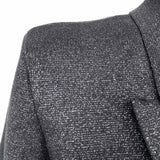 L'AGENCE Women's Black Size L Double Breasted Shimmer Blazer