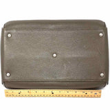 Perrin Paris Gray Hinged Pebbled Leather Satchel