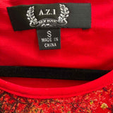 AZI Vintage Women's Red Size S Mesh Trees Long Sleeve