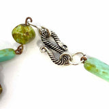 Statement Teal Silver Tone Beaded Pendant Necklace