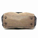 HALSTON HERITAGE Leather Taupe/Black Flap distressed Leather Satchel