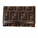Fendi Canvas Brown Compact Zucca Wallet