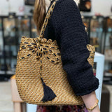 Eric Javits Squishee St. Tropez Raffia Light Brown Bow Tote