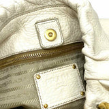 Prada White Hobo Pebbled Leather Shoulder Bag