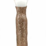 BCBG Max Azria Women's Champagne Size 2 Strapless Sequined Gown