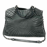 Chanel 2012 Iridescent Spiral Sea Black Quilted Leather Tote