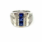 Estate size 7 925 Sterling Silver Blue Lab Grown Sapphire Ring