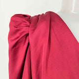 Lavish Alice Holley Women's Red Size 6 Puff Sleeve Satin Ruched Dress