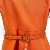 ALBERT NIPON Women's Orange Size 8 Belted Polyester Skirt Set