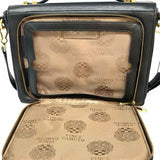 VINCE CAMUTO Black Top Handle Turnlock Leather Briefcase
