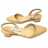 Manolo Blahnik Aspro Women's Beige Size 37.5/7.5 Slingback Patent Leather Pumps