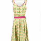 VOODOO VIXEN Women's Chartreuse Size XL Belted Plaid Dress