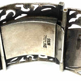 Siamese Niello Sterling Silver 7" Engraved Elephant Deities Vintage Cuff