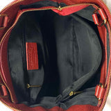 VERA PELLE Red Top Handle pleated Pebbled Leather Satchel
