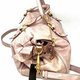 miu miu Bow Vitello Lux Pink Leather Made in Italy Satchel