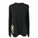 Ted Baker Women's Black Size L Layered Embroidered Flower Sweater