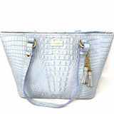Brahmin Baby Blue Zip Croc Embossed Tote