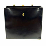 Amity Black Top Handle Leather Satchel