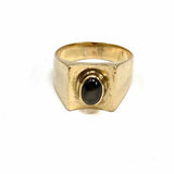 Estate size 6.75 14K Yellow Gold Square Oval Cut black star sapphire Ring