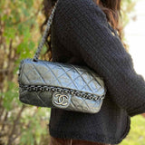 Chanel 2012 Medium Chain Me Charcoal Quilted Calfskin Made in Italy Shoulder Bag