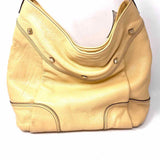 MCM Cream Hobo Pebbled Leather Shoulder Bag