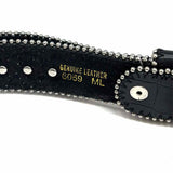 Black Silver Tone Studded Leather Belt