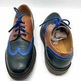 John Fluevog Nathaniel Men's Brown Green Size 10.5 Oxford Color Block Loafers