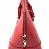 PULICATI Red Half Dome Saffiano Leather Satchel
