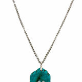 Statement Teal Silver Tone Pendant 21" Peace Sign Necklace