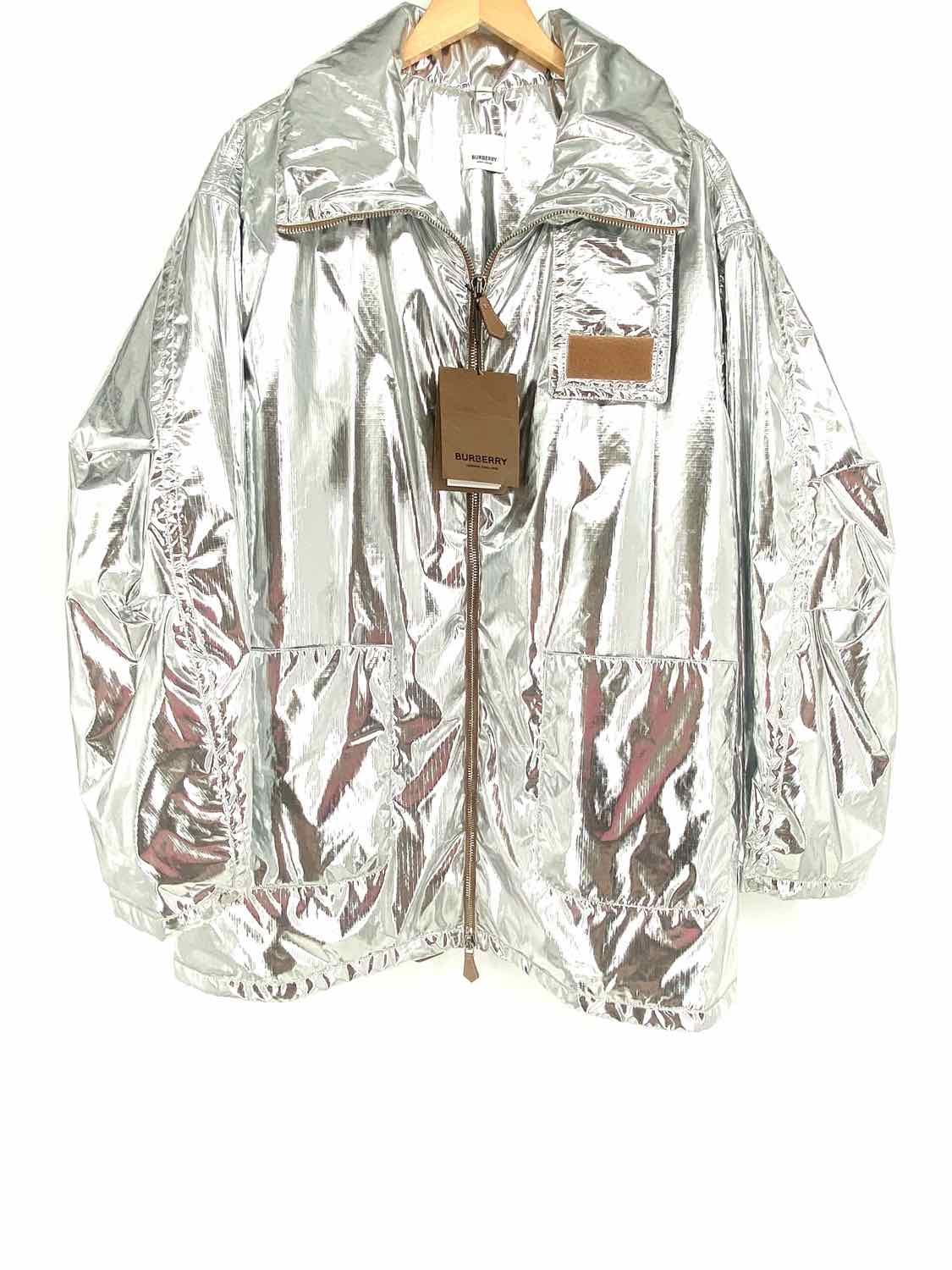 Burberry Men s Silver Metallic Size 52 42 Jacket Article Consignment