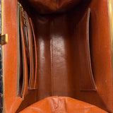 Vintage Brown Hinged Croc Embossed Leather Satchel