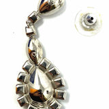 Swarovski Silver tone Dangle Teardrop Crystal Earrings