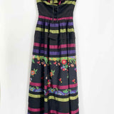 ALBERT NIPON Women's Black/Green/Pink Size 4 Sleeveless Silk Stripe Dress