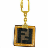 Fendi Brown Square 2" Zucca Leather Key Chain
