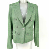VERONICA BEARD Diego Women's Green Size 10 Double Breasted Herringbone Blazer