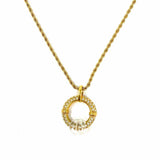 Swarovski Gold Tone Pendant Rings Crystal Necklace