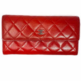 Chanel 2010/11 CC Red Accordion Quilted Leather Wallet
