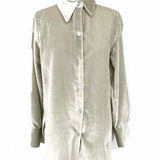 Vince Women's Silver Size S Button Down Velvet Long Sleeve