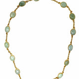 Estate Gold Tone Chain 26" Green Stone Necklace