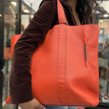 Coach Brown Orange Reversible Leather Tote