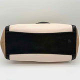Coach Kristy Beige White Color Block Pebbled Leather Tote